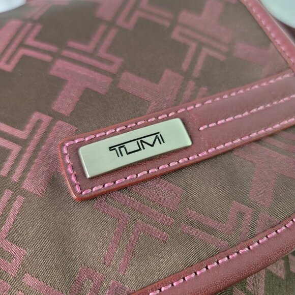 TUMI Signature Burgundy Canvas Messenger Bag - Picture 6 of 10